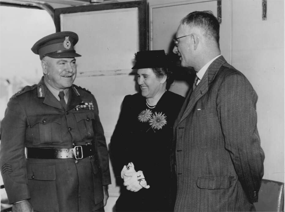 General Thomas Blamey with Prime Minister John Curtin and Elsie Curtin, 1944  (National Library of Australia via Wikimedia Commons)